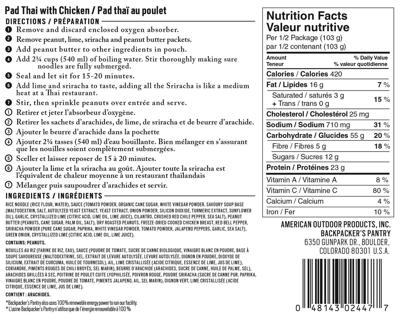 Pad Thai with Chicken - Backpackers Pantry
